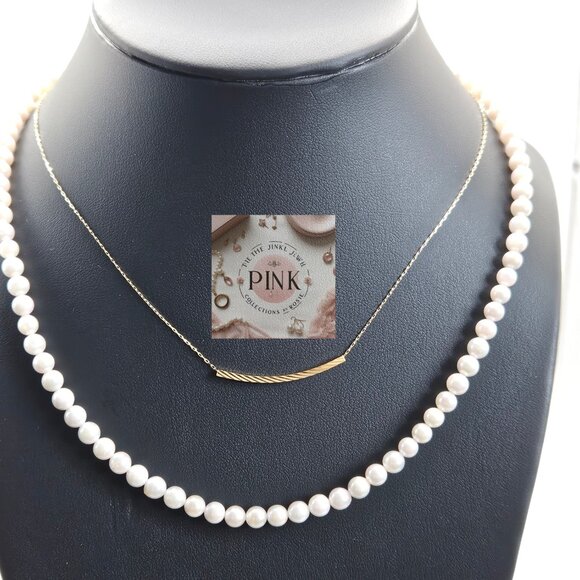 New Bar Necklace in K18 real Gold Stamped - Picture 5 of 5